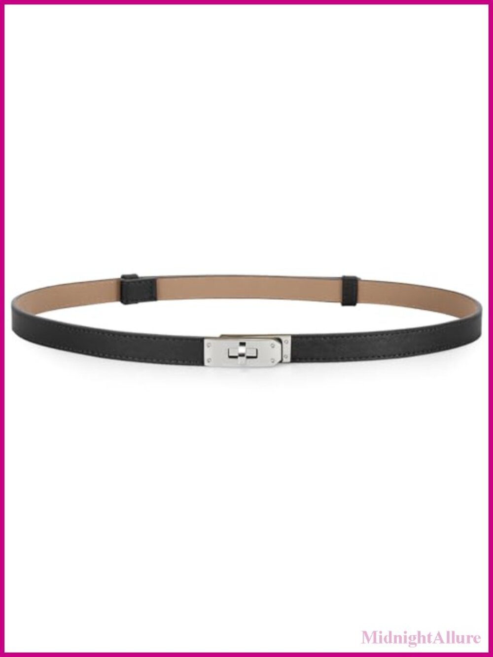 Skinny Leather Belt Adjustable Thin Turn Lock Buckle for Jeans Dresses